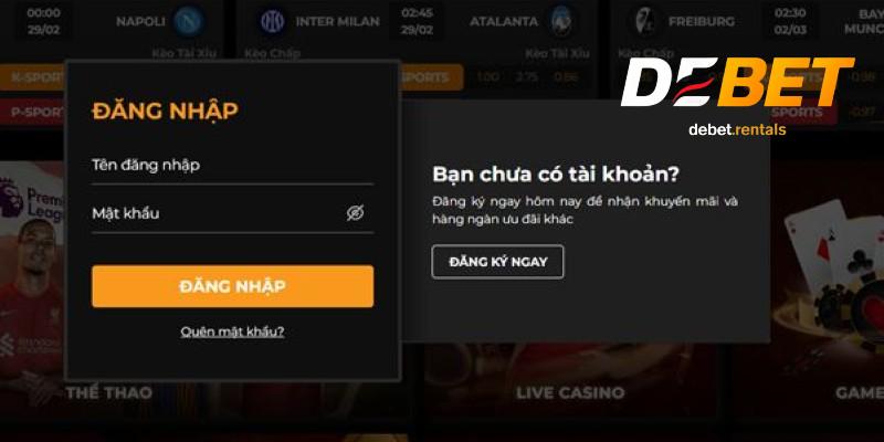 Hướng dẫn cách đăng nhập Debet nhanh va an toàn nhất 2025 1 Đăng Nhập Debet